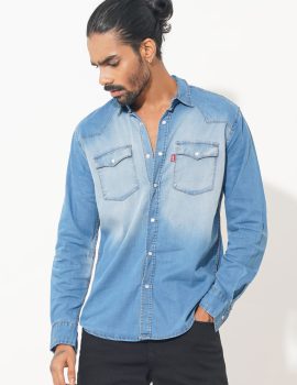 Mens Denim Shirt Mid Wash MDS001