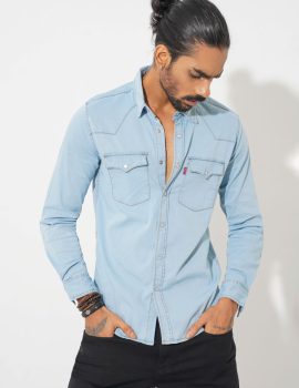 Mens Denim Shirt Light Wash MDS002