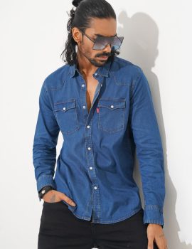 Mens Denim Shirt Blue Wash MDS003