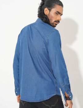 Mens Denim Shirt Blue Wash MDS003