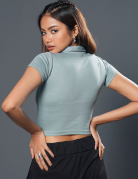 Ribbed Crop Top Polo – RCTP005