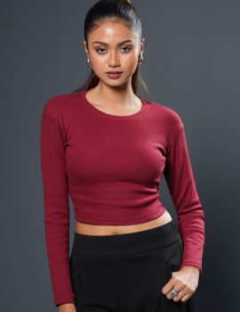 Ribbed Full Sleeve Crop Top – RFCT010