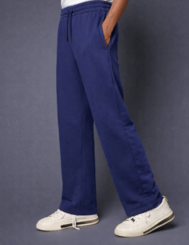 High Waist Navy Baggy Trouser BTT004