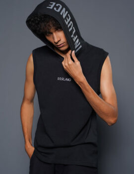 Men’s Black Tank Top Hoodie – MTTH002