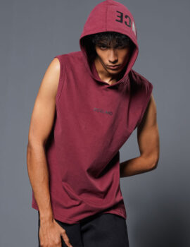 Men’s Maroon Tank Top Hoodie – MTTH003