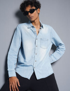 Mens Denim Shirt Light Wash MDS005