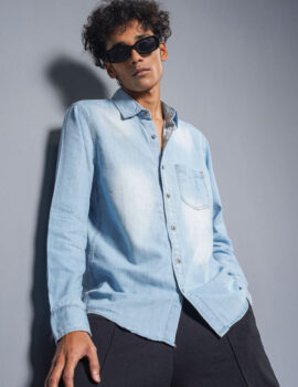 Mens Denim Shirt Light Wash MDS005