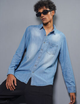 Mens Denim Shirt Mid Wash MDS006