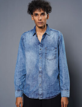 Mens Denim Shirt Blue Wash MDS004