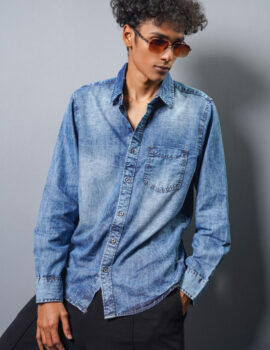 Mens Denim Shirt Blue Wash MDS004