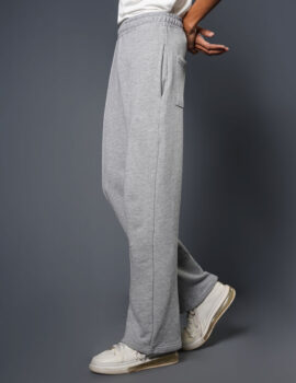 High Waist Grey Melange Baggy Trouser BTT002