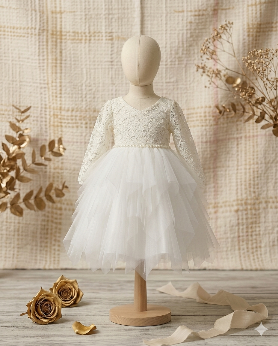 Girl's Party Frock with floral embroidery