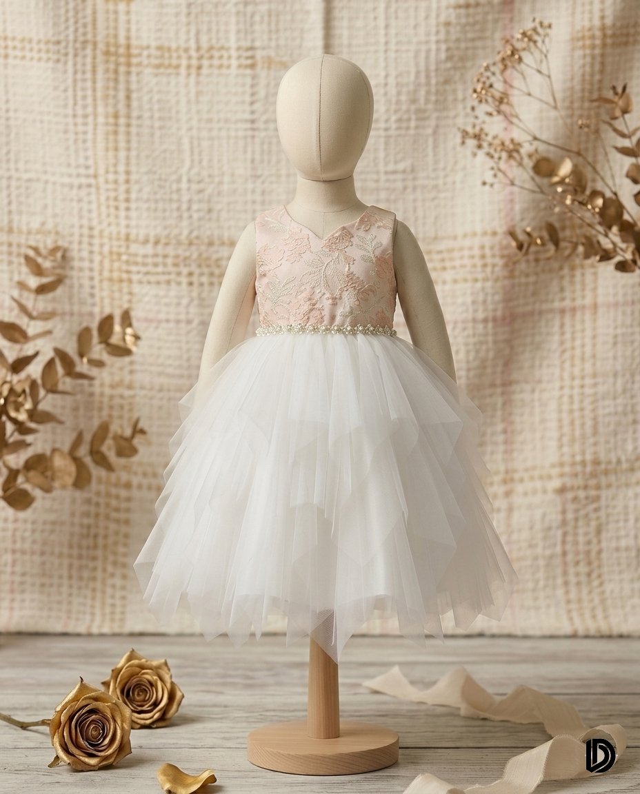 Girl's Party Frock with floral embroidery